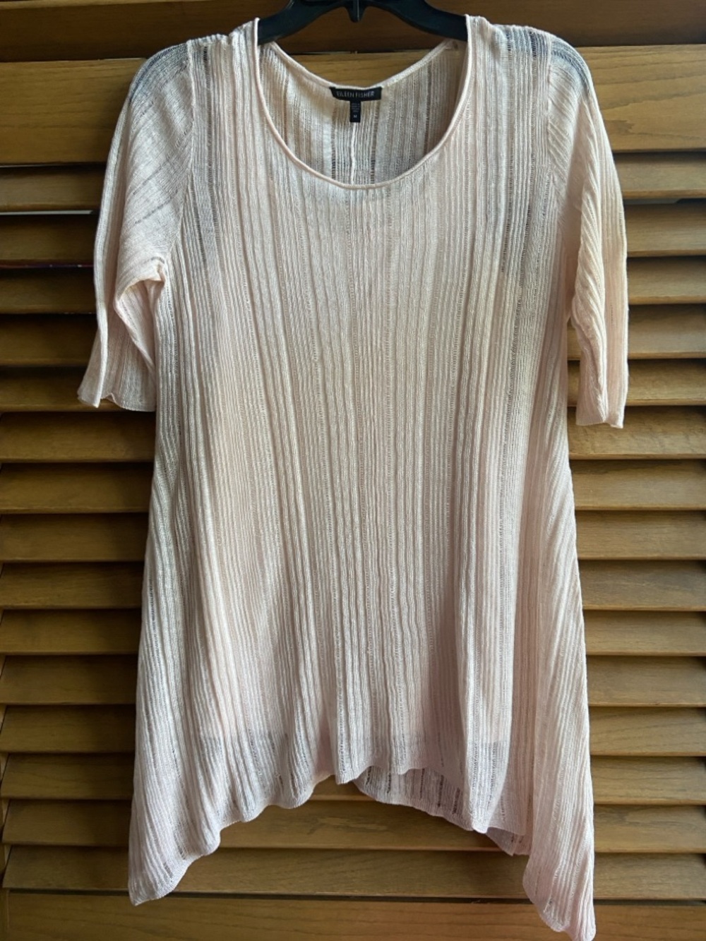 Eileen Fisher Pale Pink Ribbed Scoop Neck Women's Tunic Top coverup M